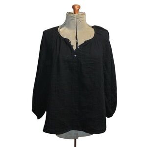 🎀5/$30 Old Navy Black 100% Cotton Long Sleeve Blouse Size XXL
